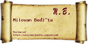 Milovan Beáta névjegykártya