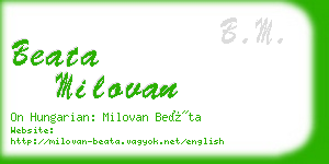 beata milovan business card